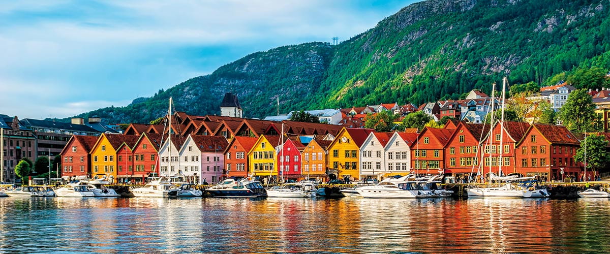 The colourful houses at the Bryggen waterfront in Bergen, Norway